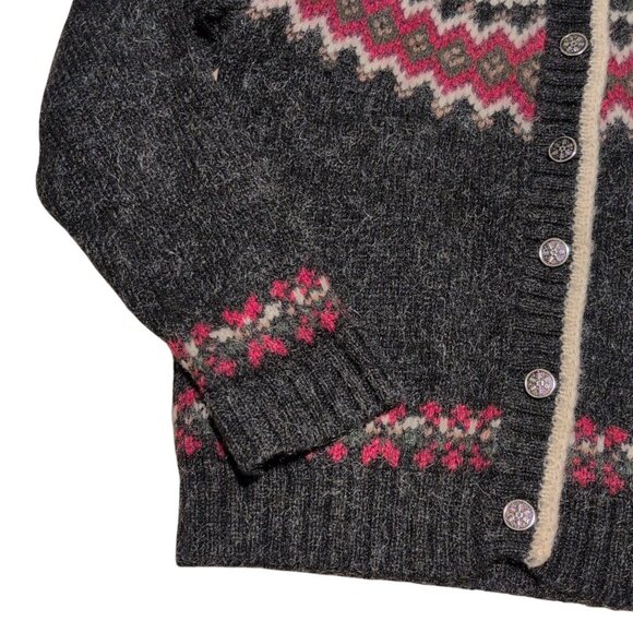Vintage Woolrich Sweater Womens Large Wool Mohair Floral Fair Isle Button Up - Picture 4 of 10